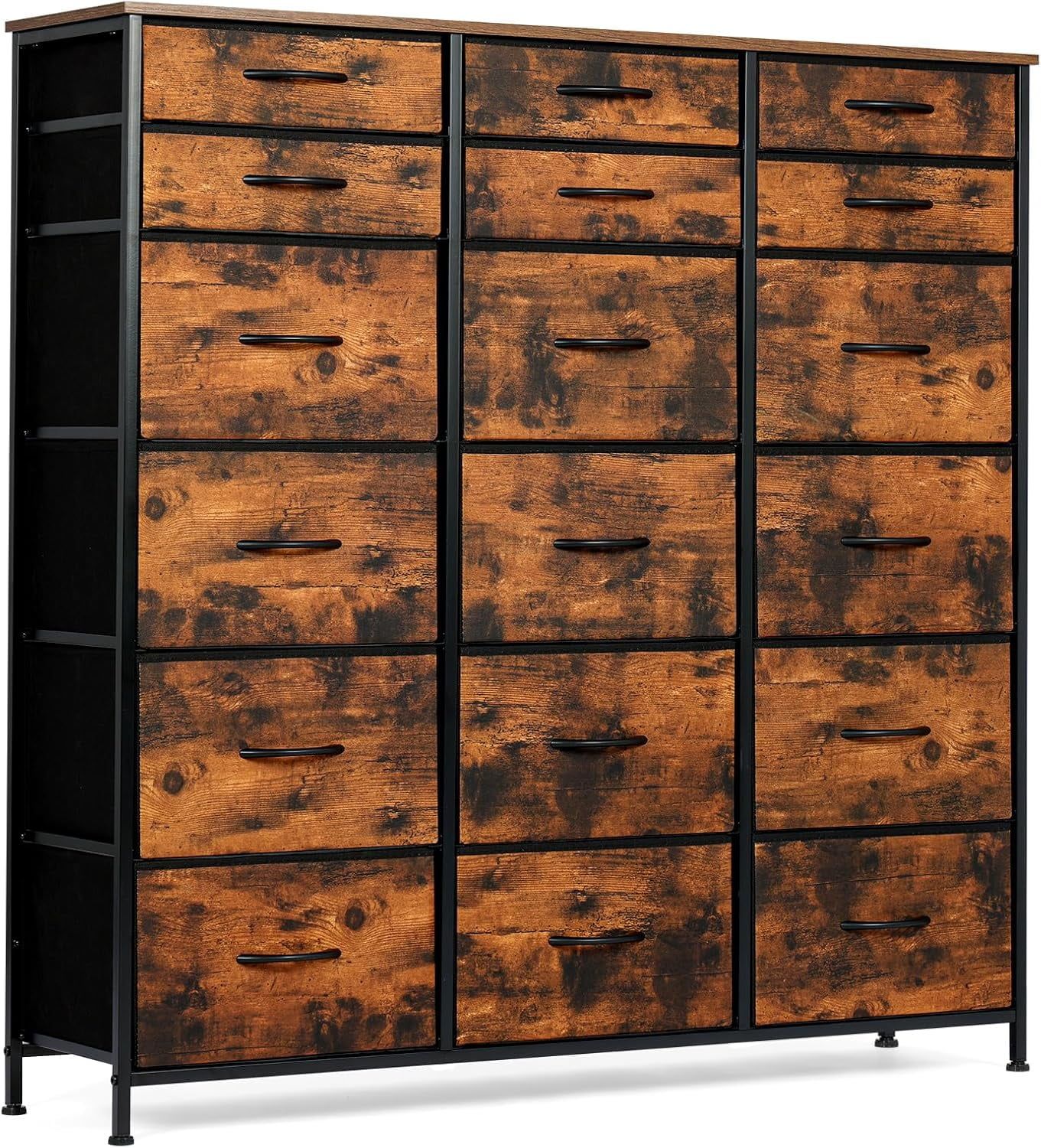 Rustic Brown 47.5" Tall Fabric Dresser with 18 Drawers