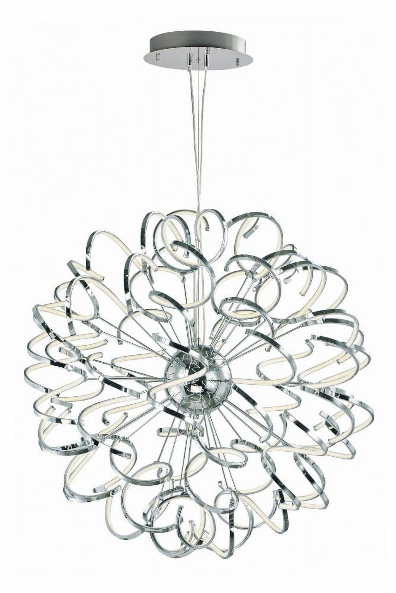 Polished Chrome Gyro-Inspired Adjustable LED Pendant Light with Frosted Lens