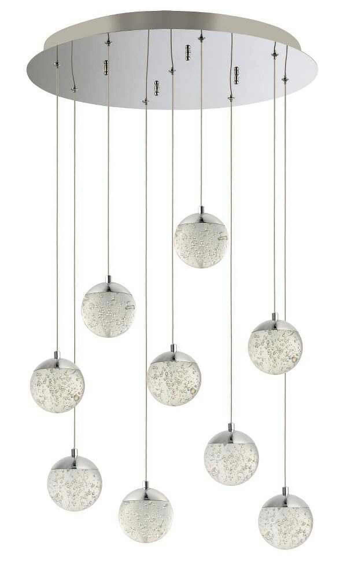 Gleaming Sphere 9-Light LED Crystal Globe Pendant in Polished Chrome