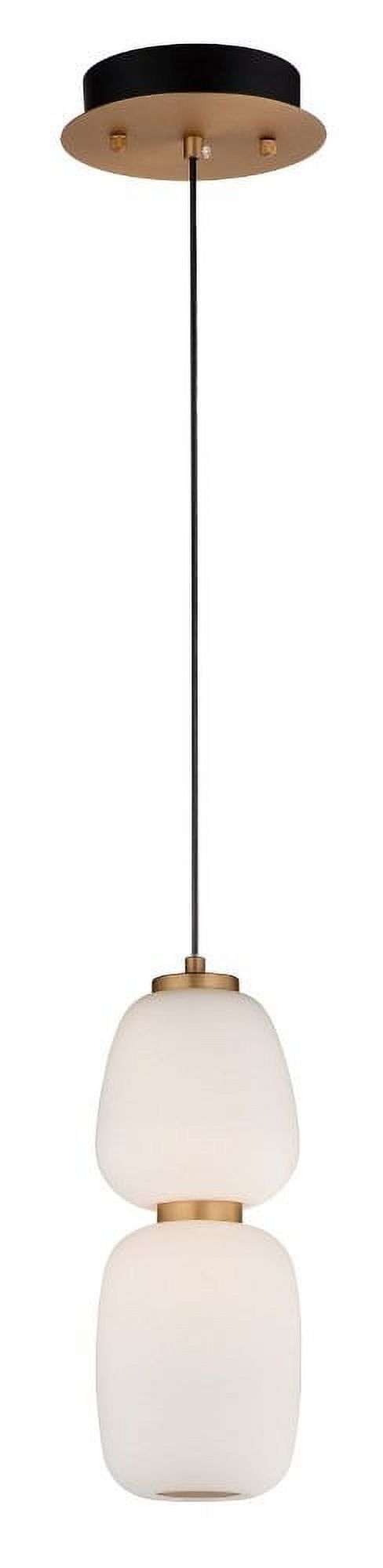 13" Black and Gold LED Pendant Light with Satin White Glass