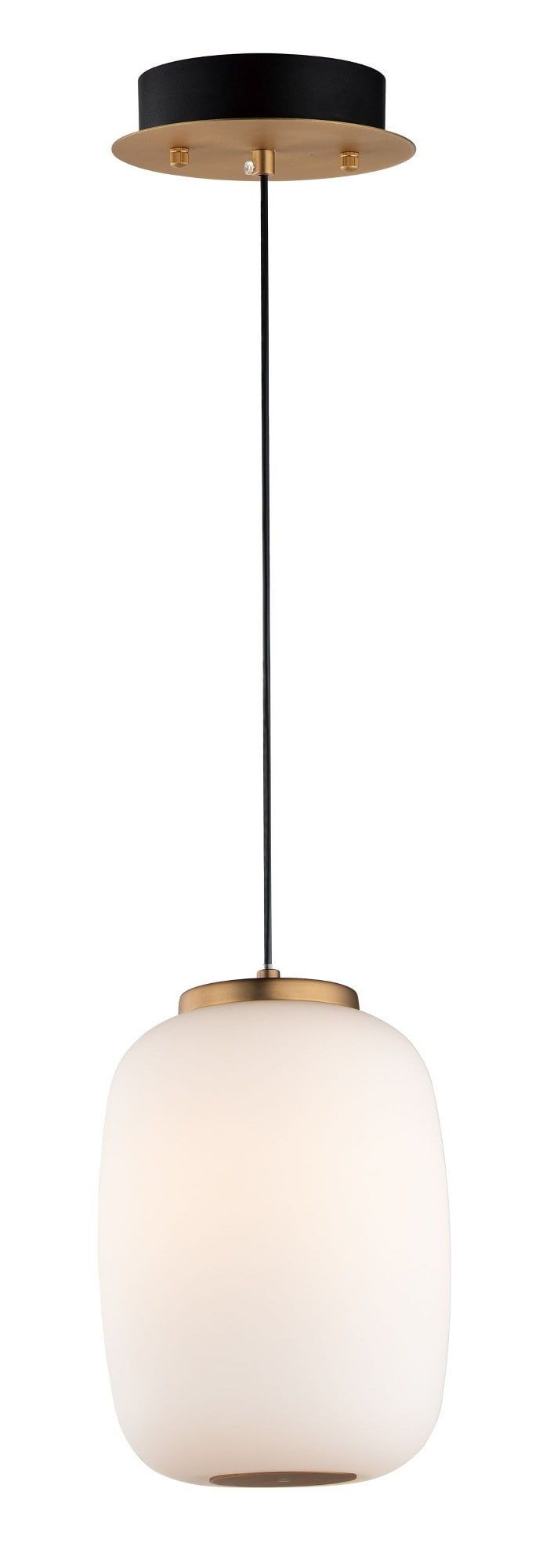 Soji Black and Gold LED Pendant with Satin White Glass