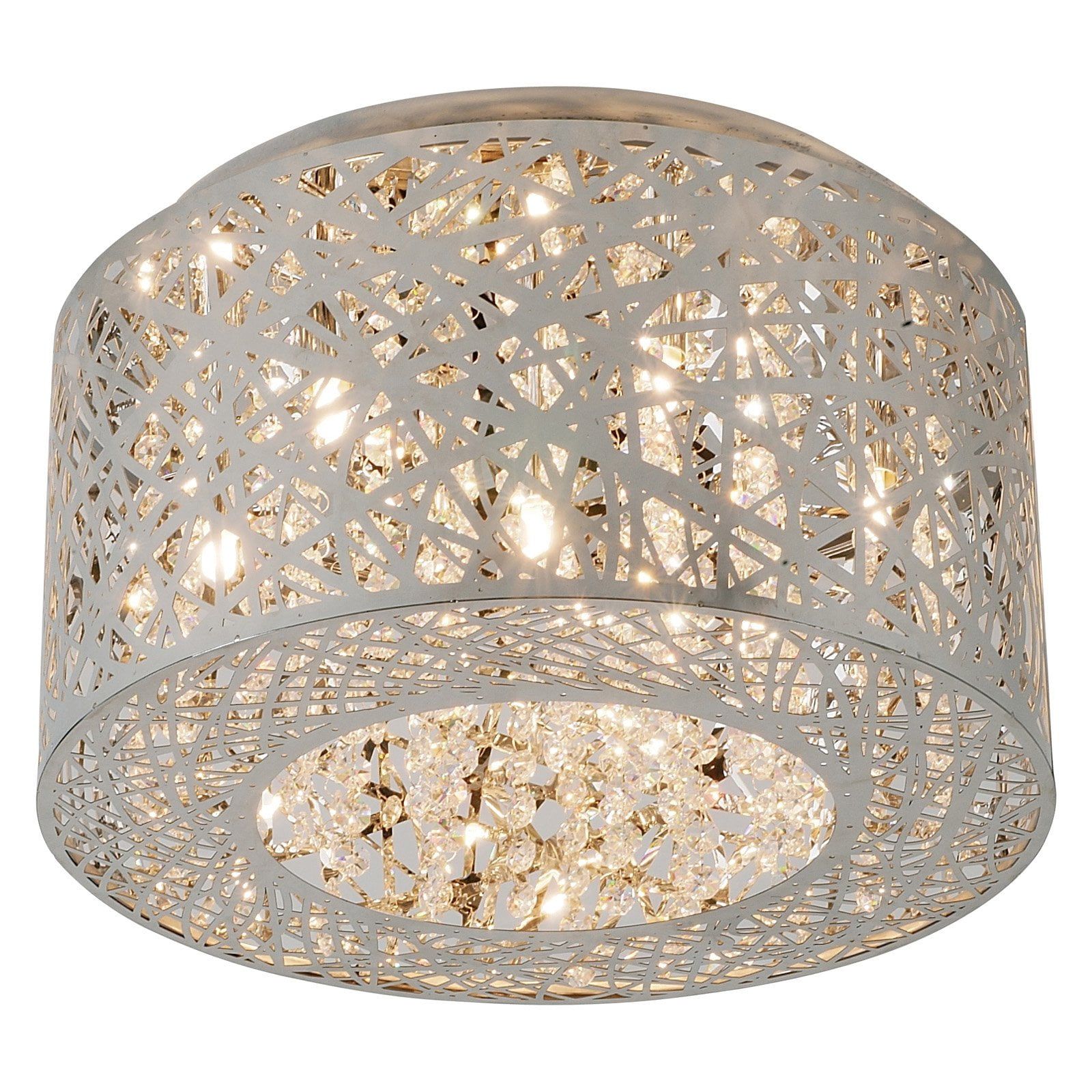 Elegant Inca Polished Chrome 7-Light Flush Mount with Crystal Accents