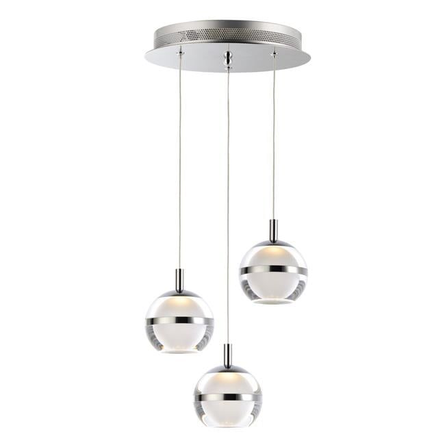 Polished Chrome 3-Light LED Globe Pendant with Acrylic Shade