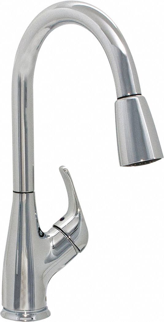 Chrome Gooseneck Pull-Out Kitchen Faucet with Lever Handle