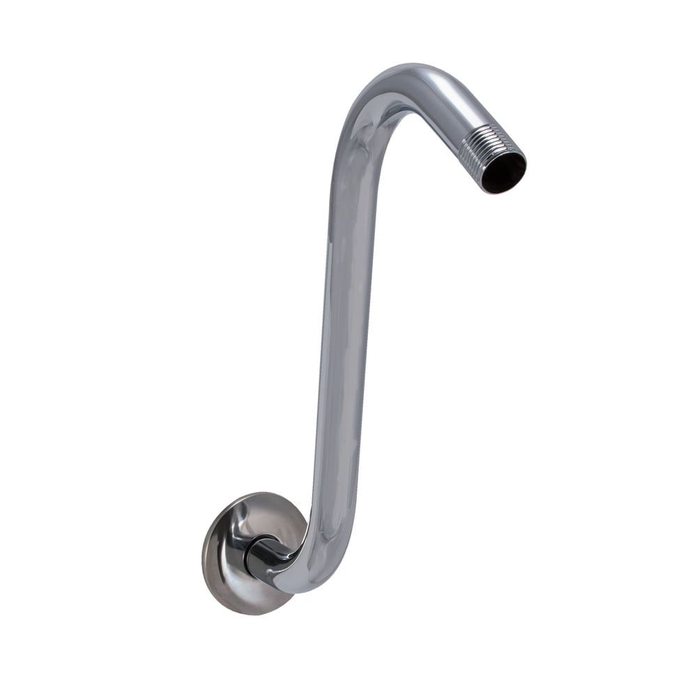 8-Inch Chrome S-Shaped Brass Shower Arm with Flange