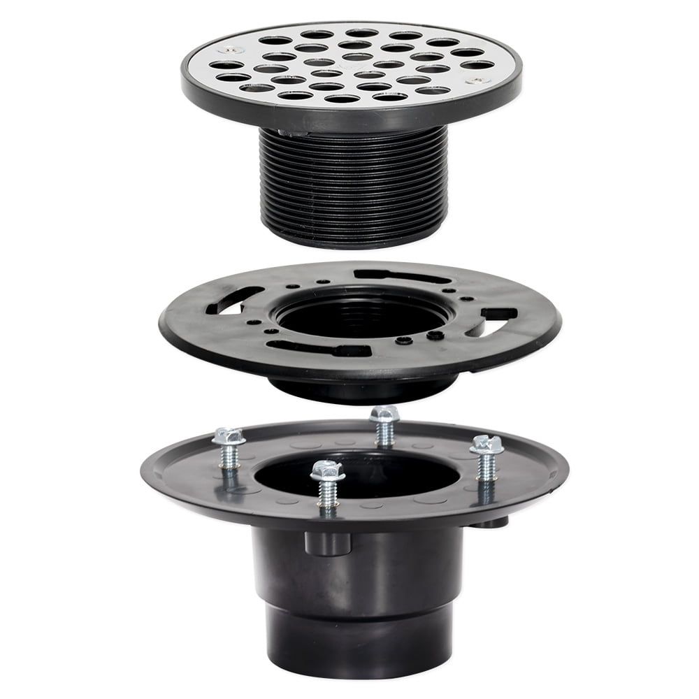 EZ-FLO 2-Inch Black ABS Low Profile Floor and Shower Drain