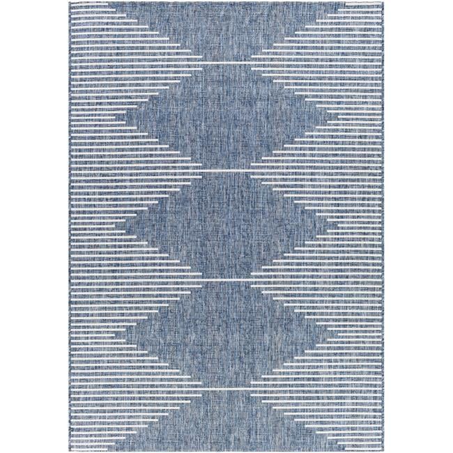 Blue Geometric Easy Care Rectangular Kids Rug