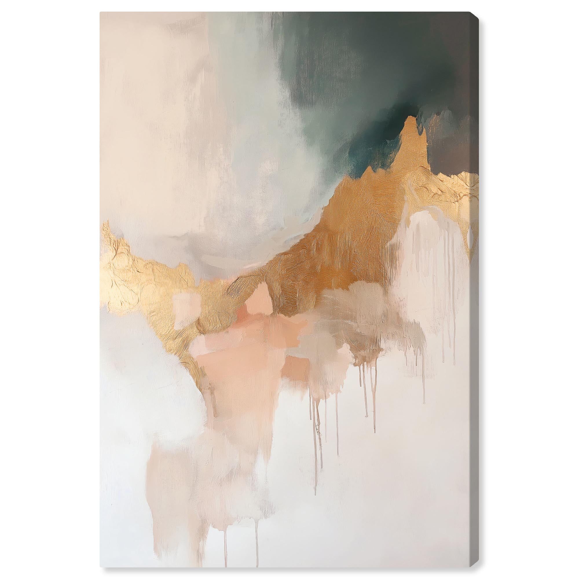 Earthy Whispers Gold Leaf Abstract Canvas Wall Art, 16" x 24"