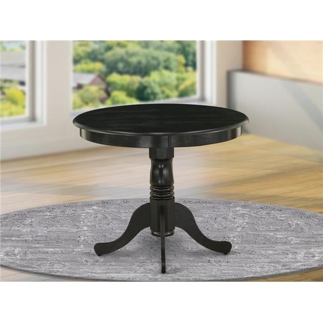 Round Black Wood Pedestal Dining Table, 36 Inch