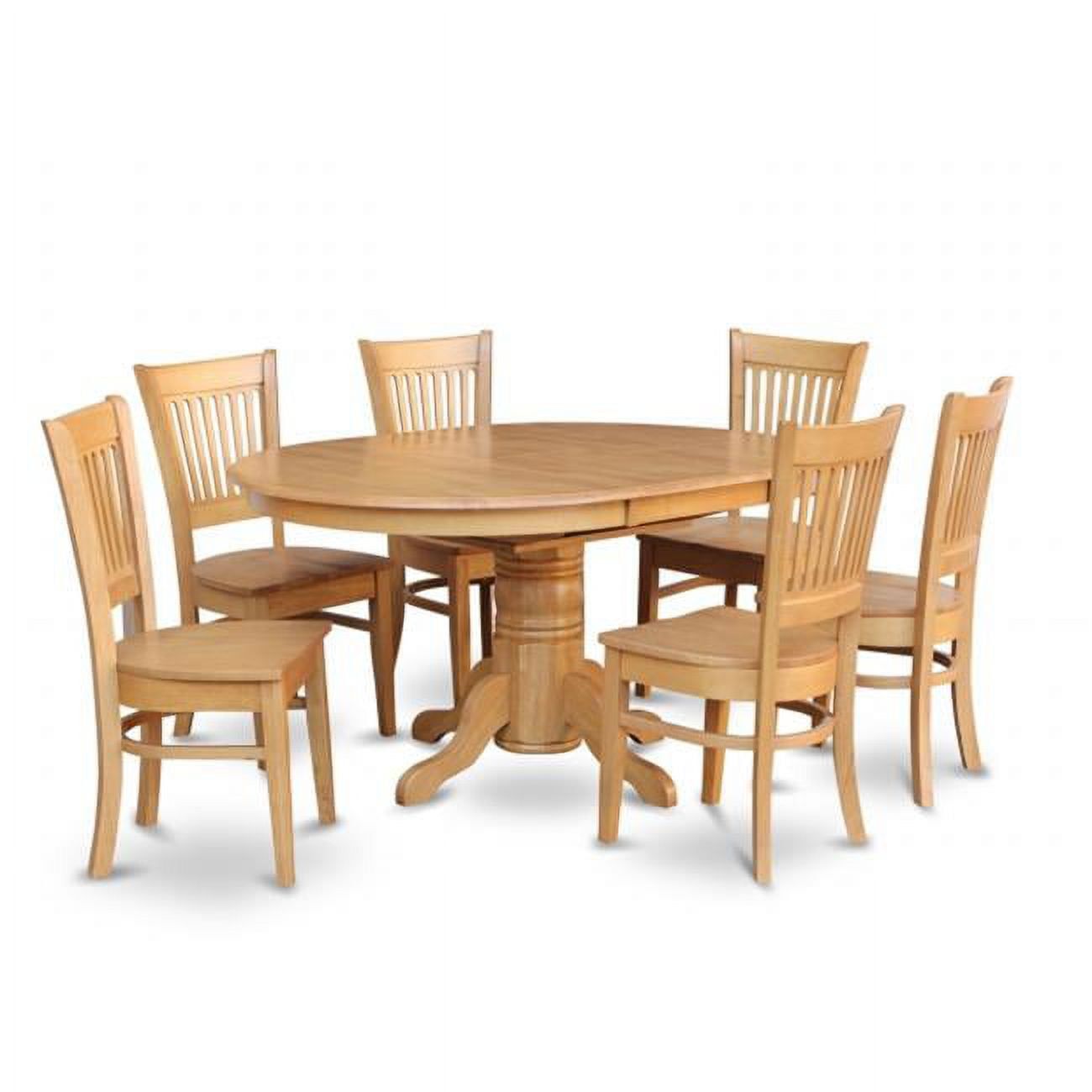 Oak Brown 7-Piece Oval Dining Set with Butterfly Leaf