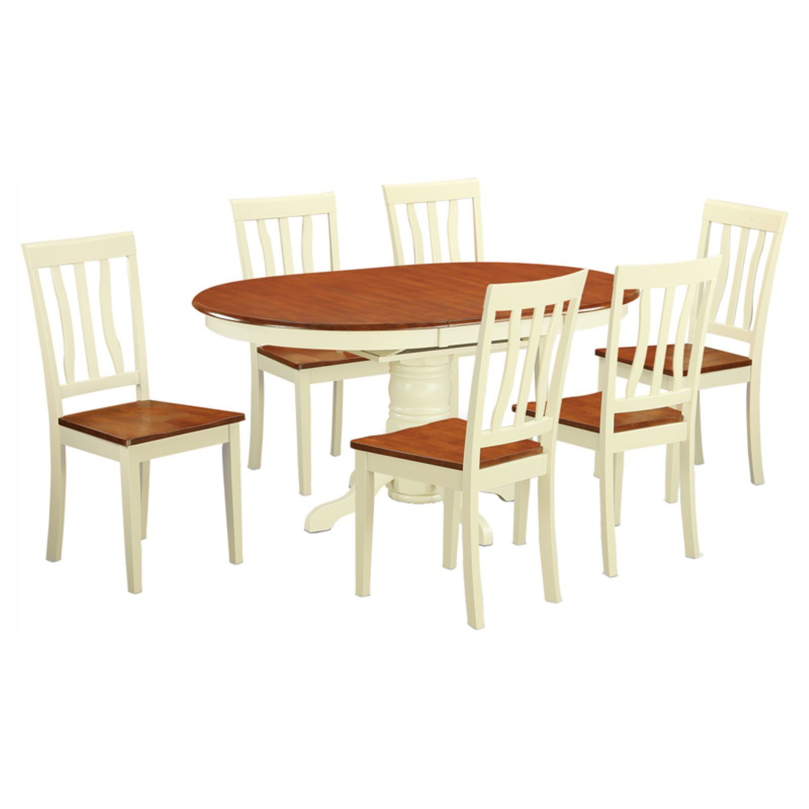 Buttermilk and Cherry 7-Piece Oval Dining Set with Wooden Chairs