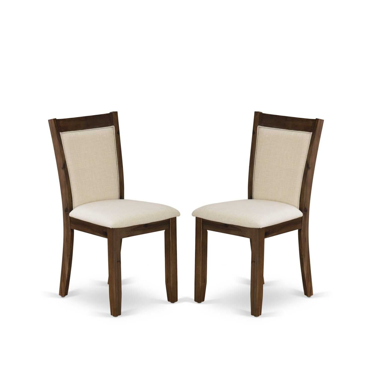 Antique Walnut Dining Chairs with Light Beige Linen Upholstery