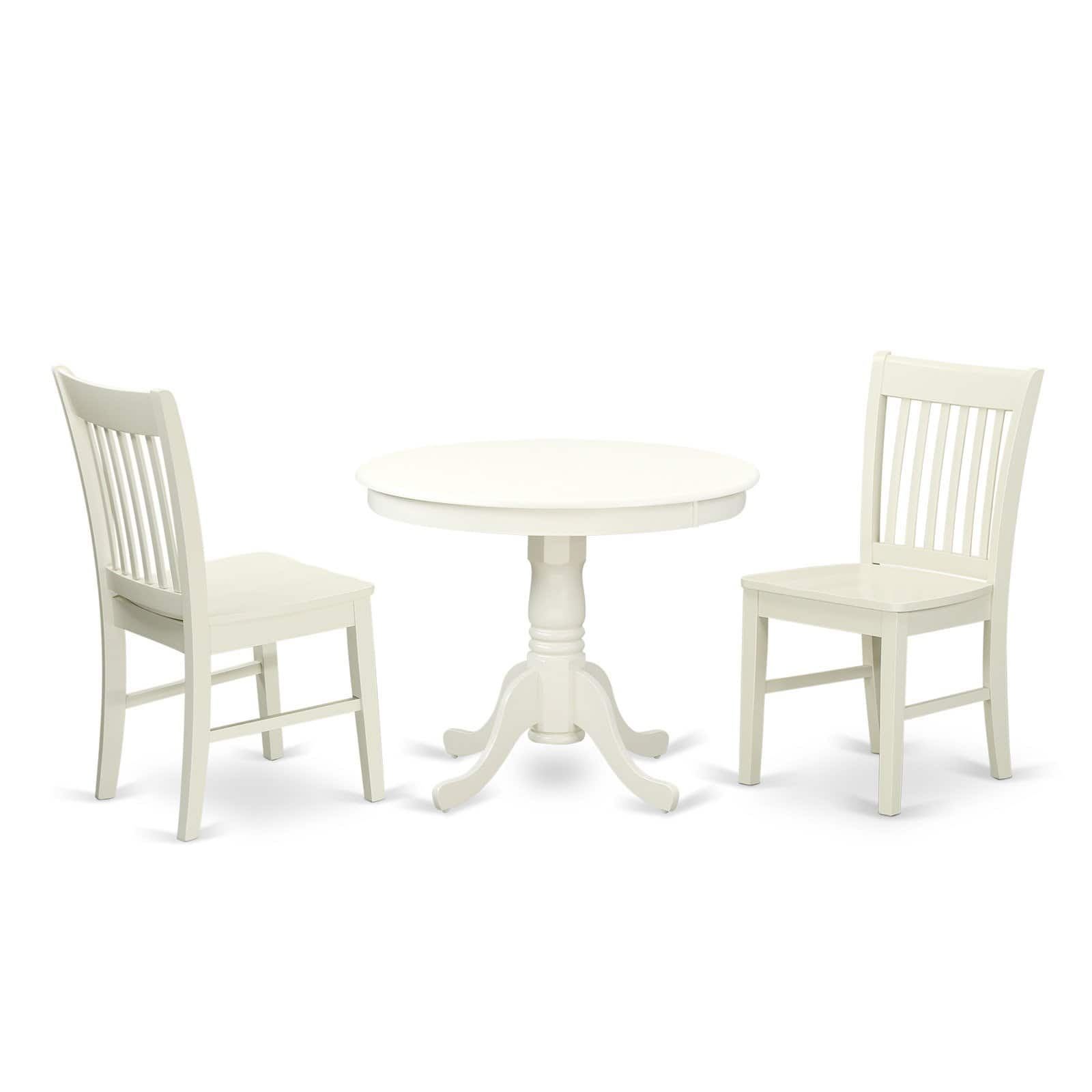 Linen White 3-Piece Round Wood Dining Set