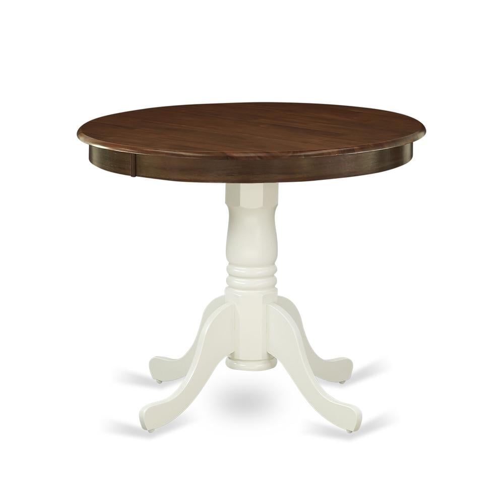 Sophisticated Round Walnut & Linen White Extendable Dining Table