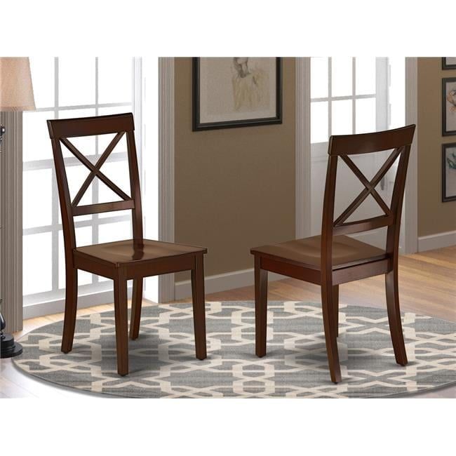 Traditional Mahogany Wood Cross Back Dining Chairs, Set of 2