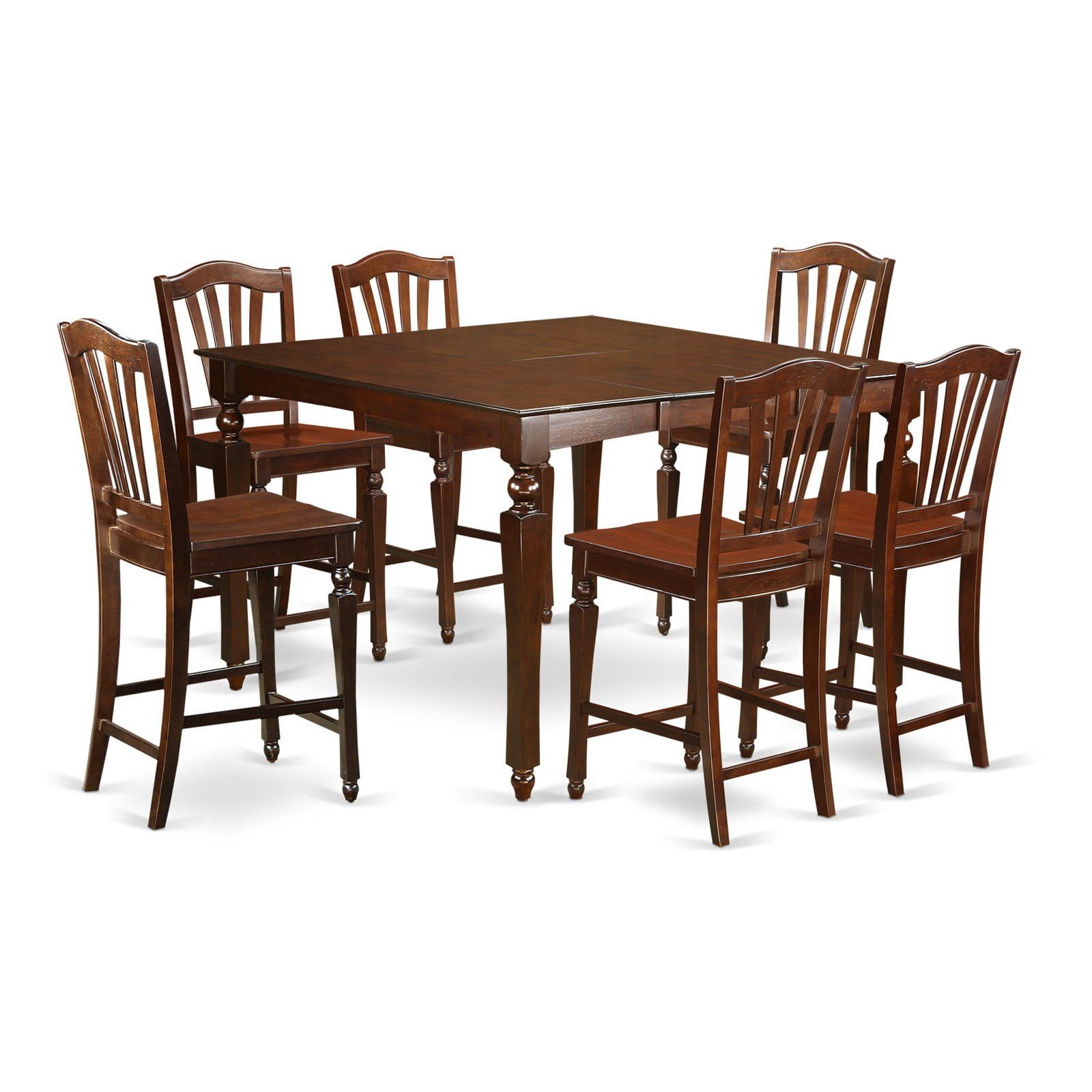 Mahogany 7-Piece High Splat Counter Height Dining Set