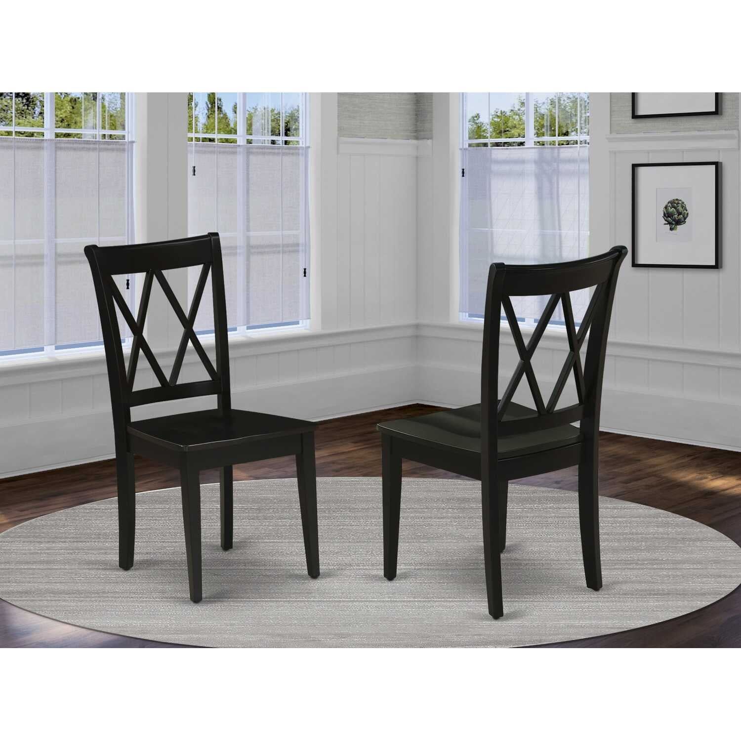 Clarksville Black Wood Double X-Back Dining Chairs, Set of 2