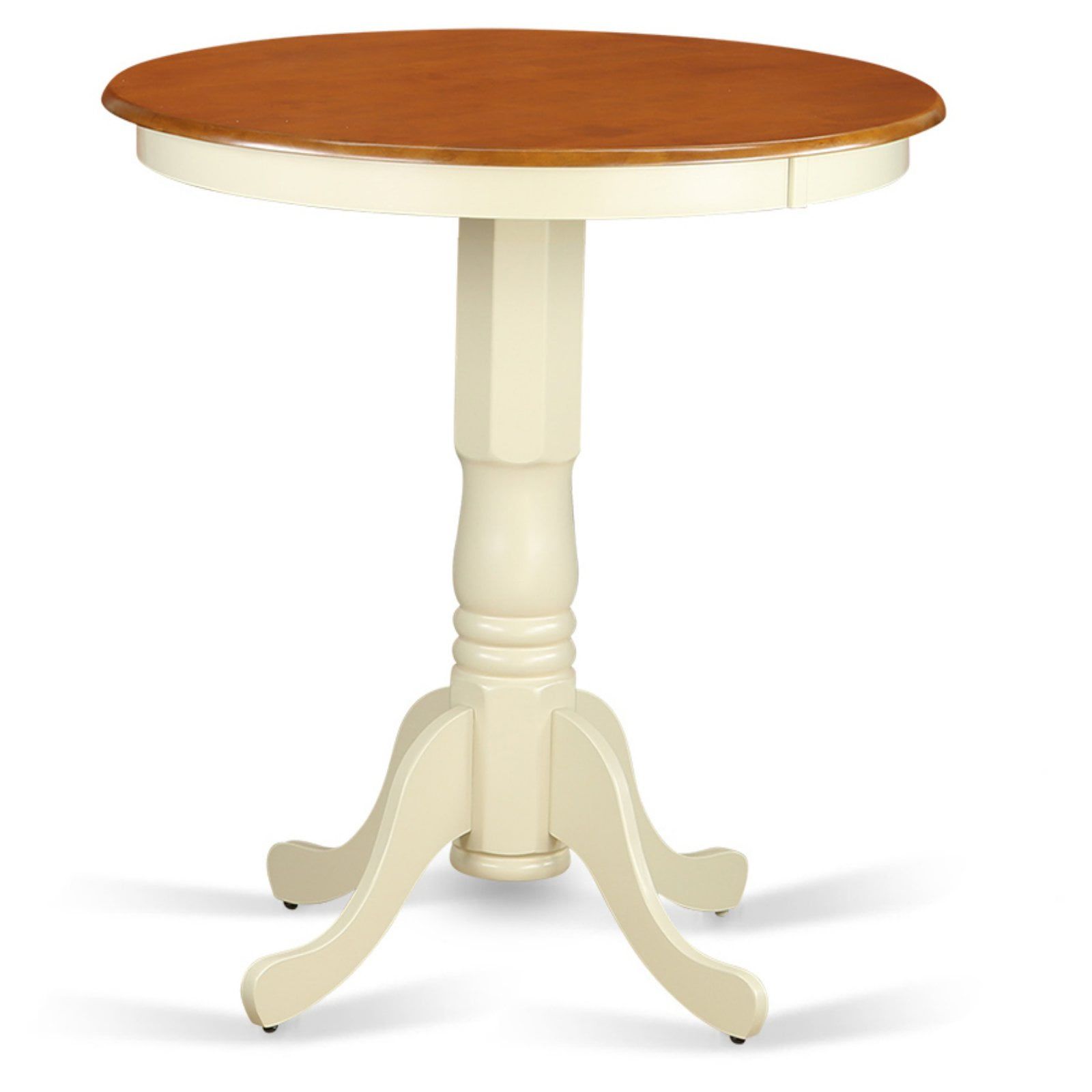 Cream and Cherry Round Wood Counter Height Dining Table