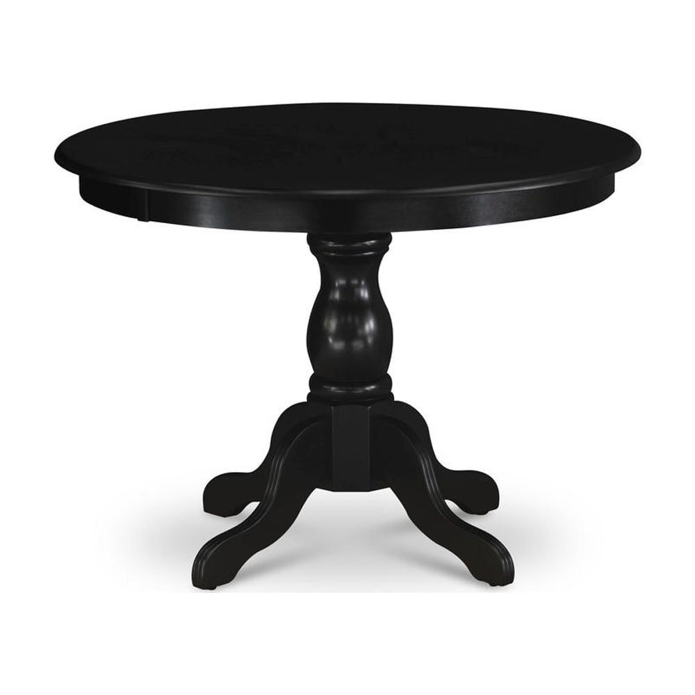 Round Black Wood Dining Table with Pedestal Base