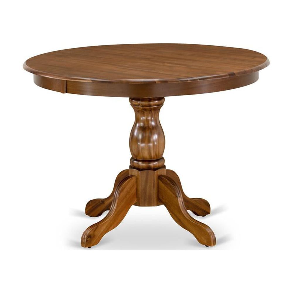 Mid-Century Modern Round Walnut Wood Dining Table, 42"