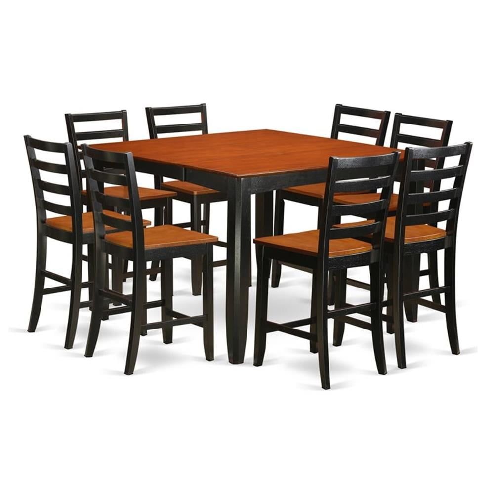 Fairwind 9-Piece Black and Cherry Wood Pub Dining Set