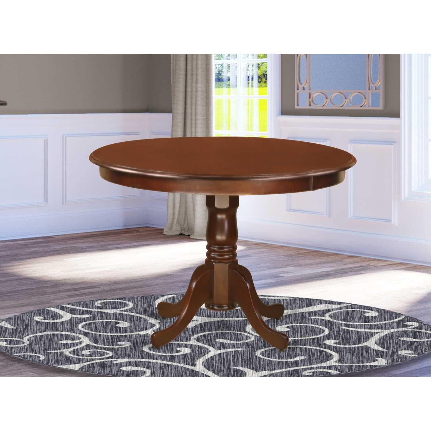 Elegant Mahogany Wood Round Dining Table with Pedestal Base, 42" Diameter