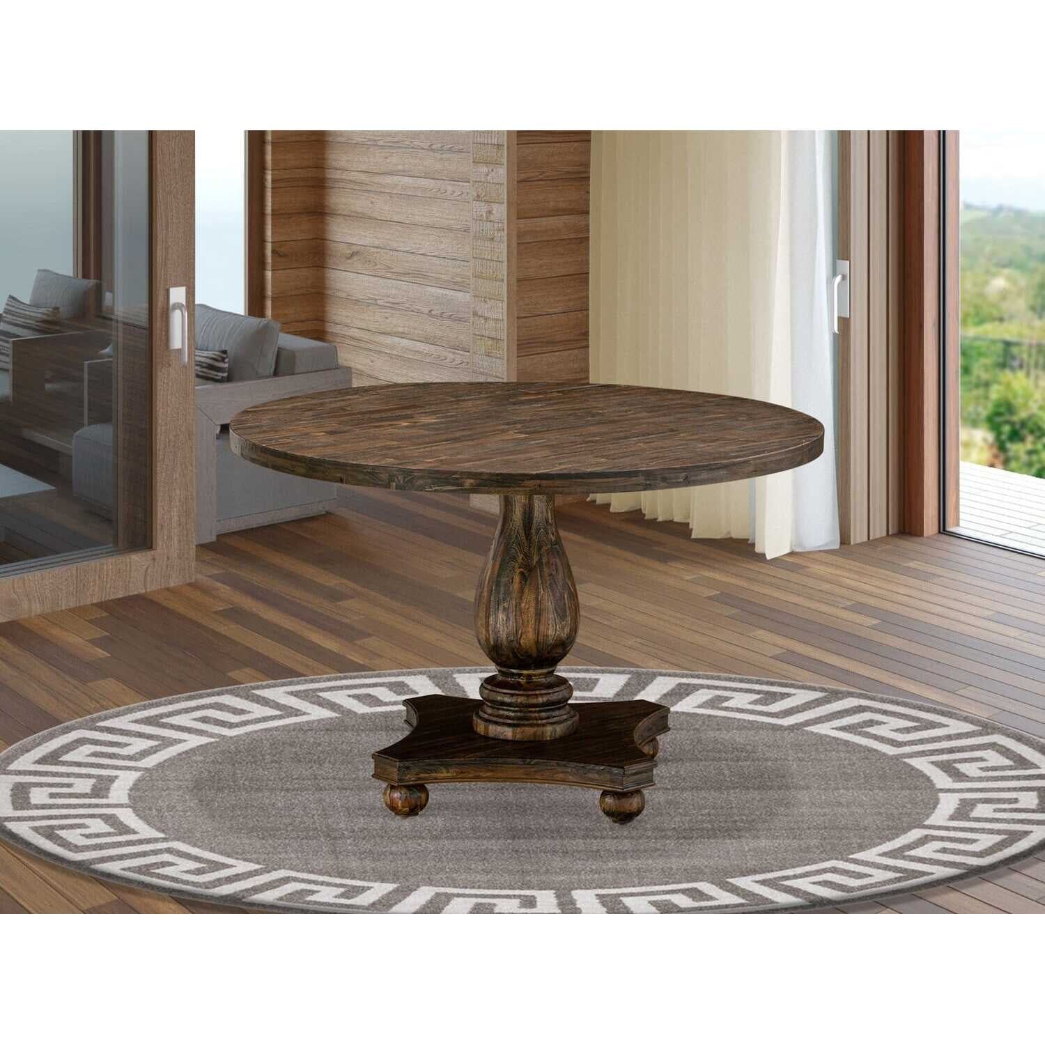 Rustic Jacobean 48" Round Rubberwood Dining Table