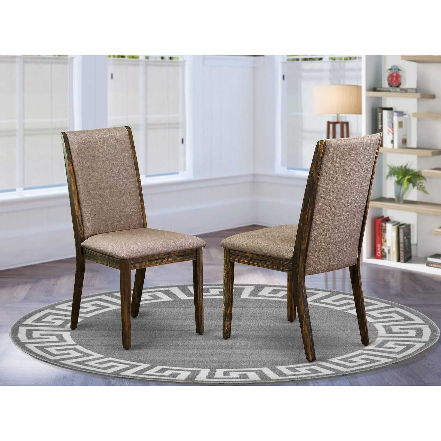 Espresso Wood High Back Linen Upholstered Parsons Side Chair Set