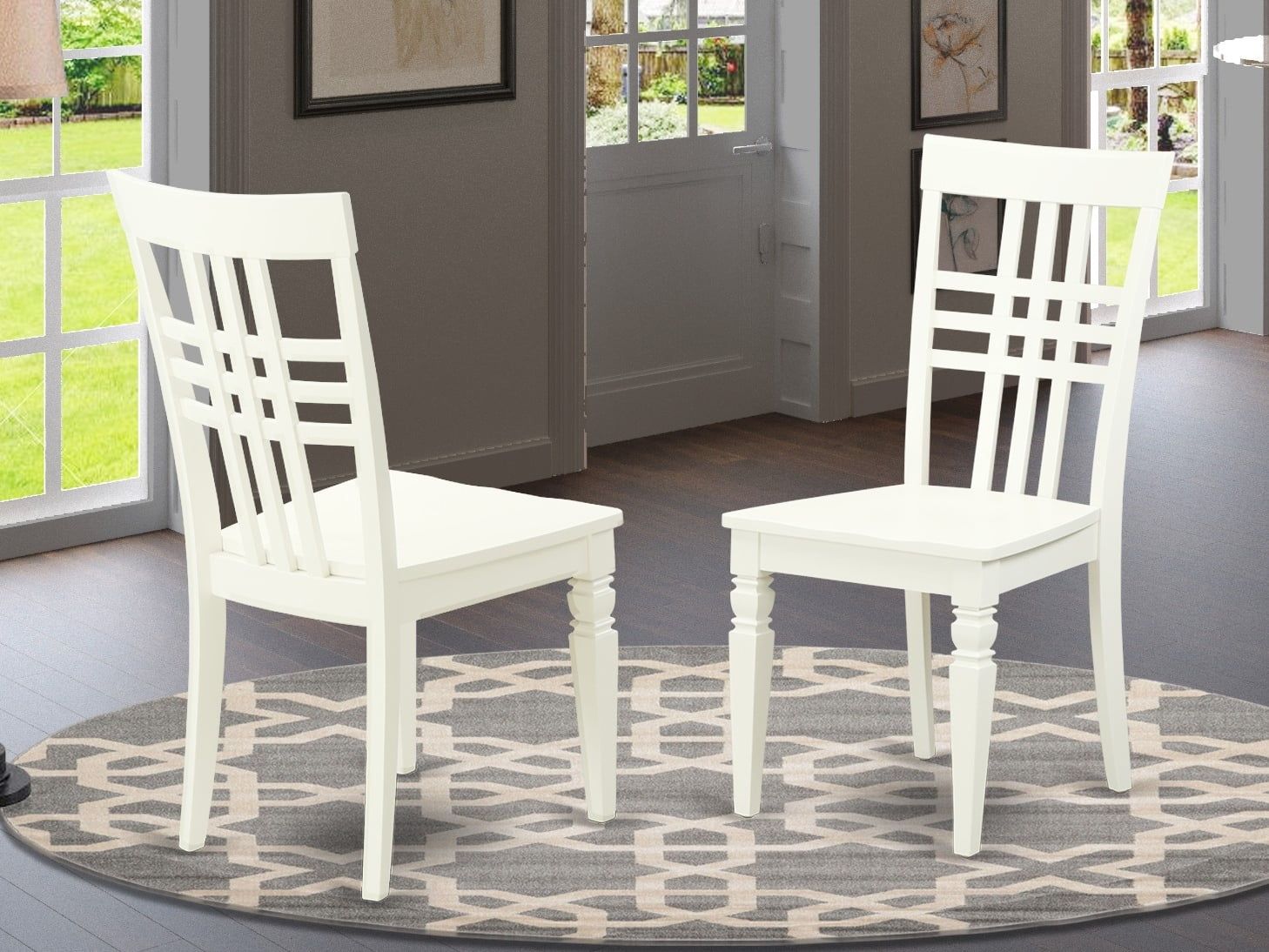 Logan Classic Slat-Back Dining Chairs in Linen White - Set of 2