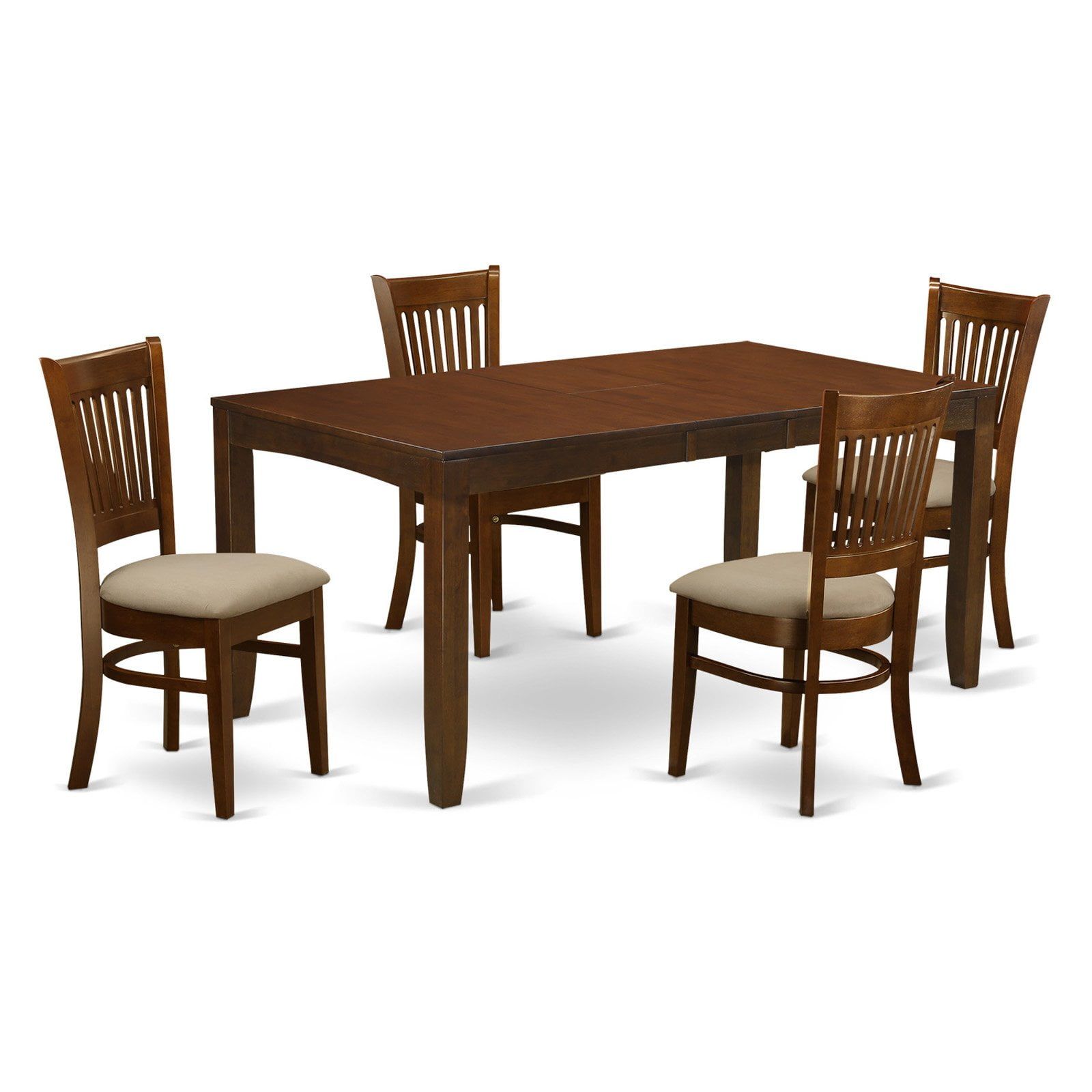 Espresso Rubberwood 5-Piece Dining Set with Microfiber Cushions