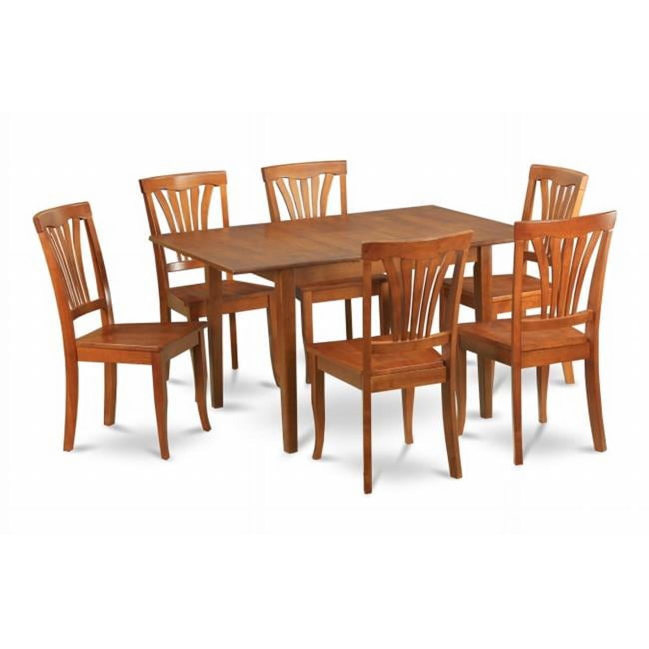 Saddle Brown Solid Wood 7-Piece Dining Set with Butterfly Leaf Extension