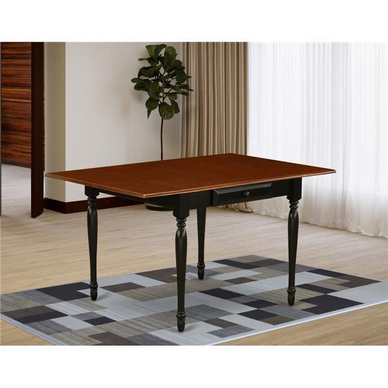 54" Black and Cherry Solid Wood Extendable Dining Table