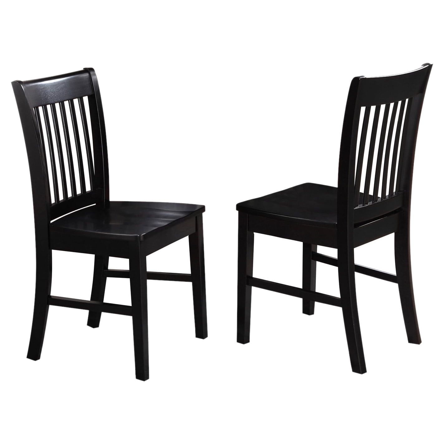 Norfolk Black Solid Wood Slat Back Dining Chairs, Set of 2