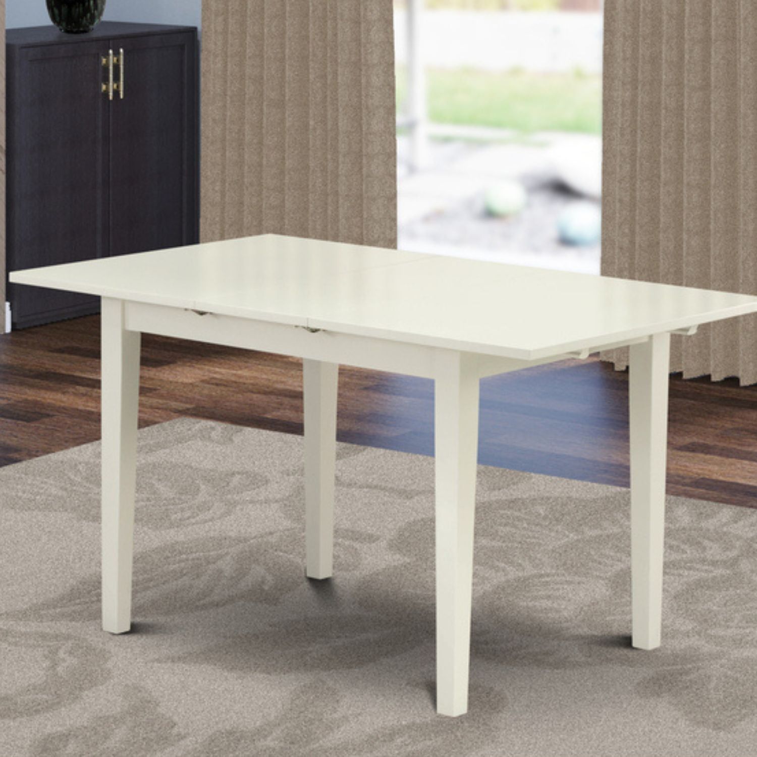 Linen White Extendable Wood Dining Table