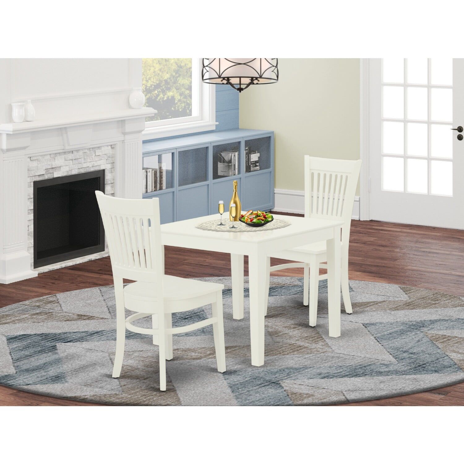 Linen White 3-Piece Rubber Wood Dining Set