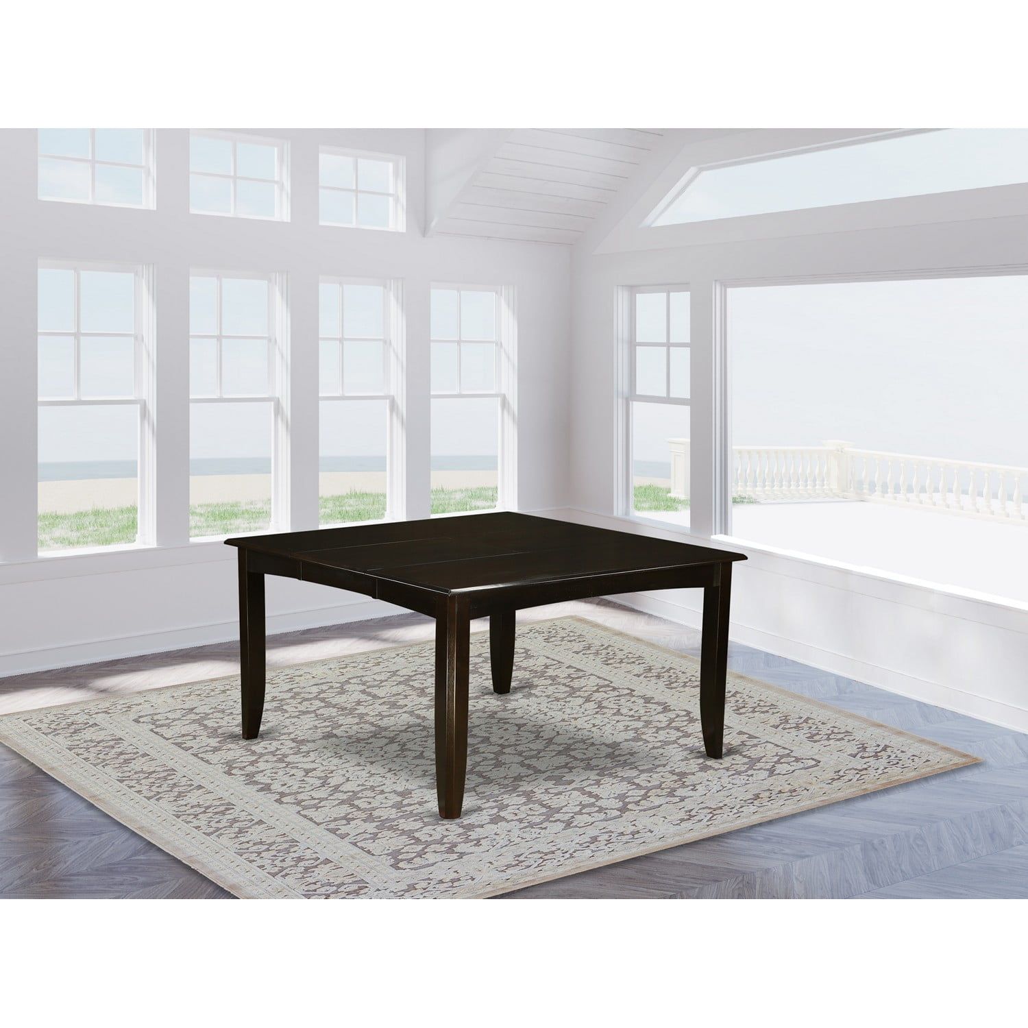 Transitional Espresso 54" Square Extendable Dining Table