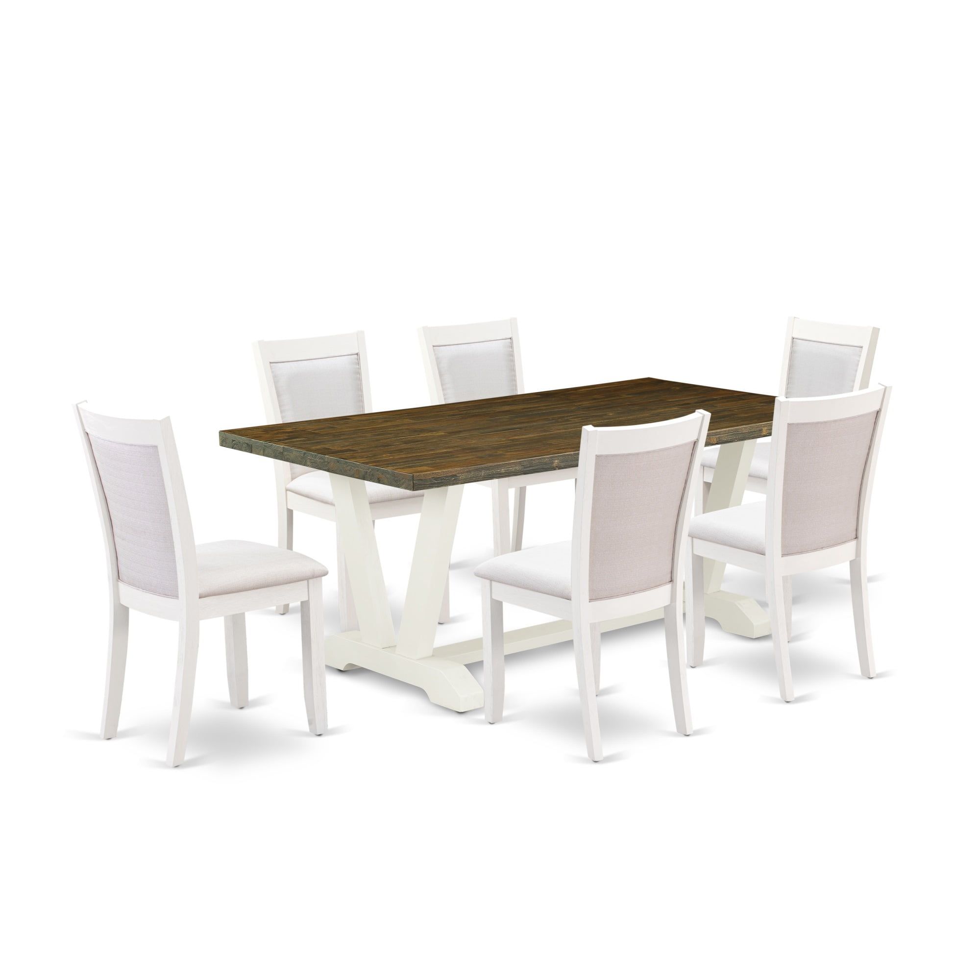 Distressed Jacobean and Cream 7-Piece Wood Dining Set