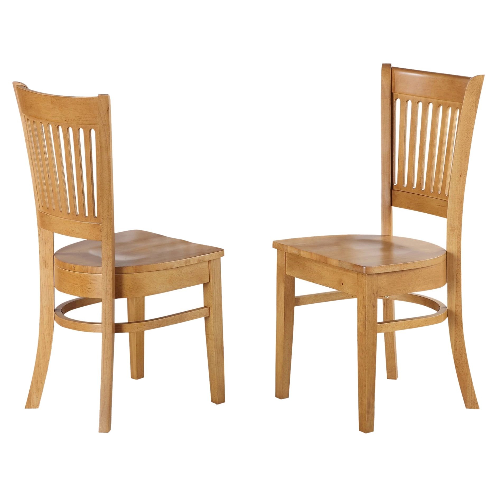 Vancouver Oak Wood Slat Back Dining Chairs, Set of 2