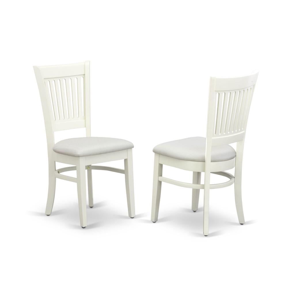 Linen White Slatted Back Solid Wood Dining Chairs, Set of 2