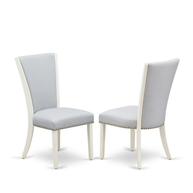 Set of 2 High-Back Gray Linen Upholstered Parsons Side Chairs