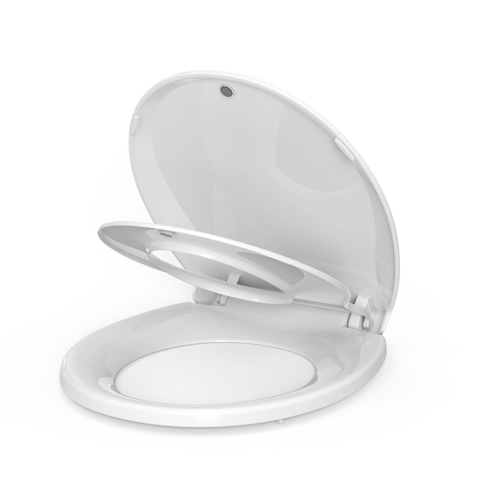 White Round Polypropylene Toilet Seat with Built-in Toddler Seat