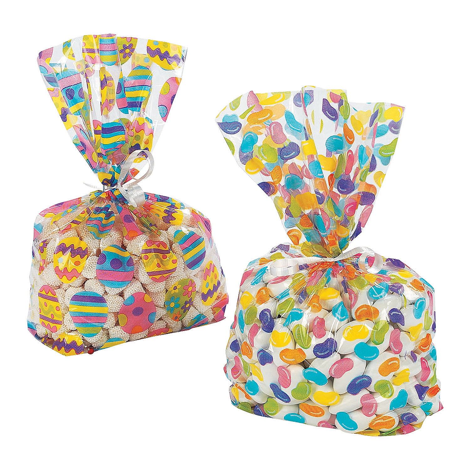 Colorful Easter Print Cellophane Goody Bags - 12 Pieces