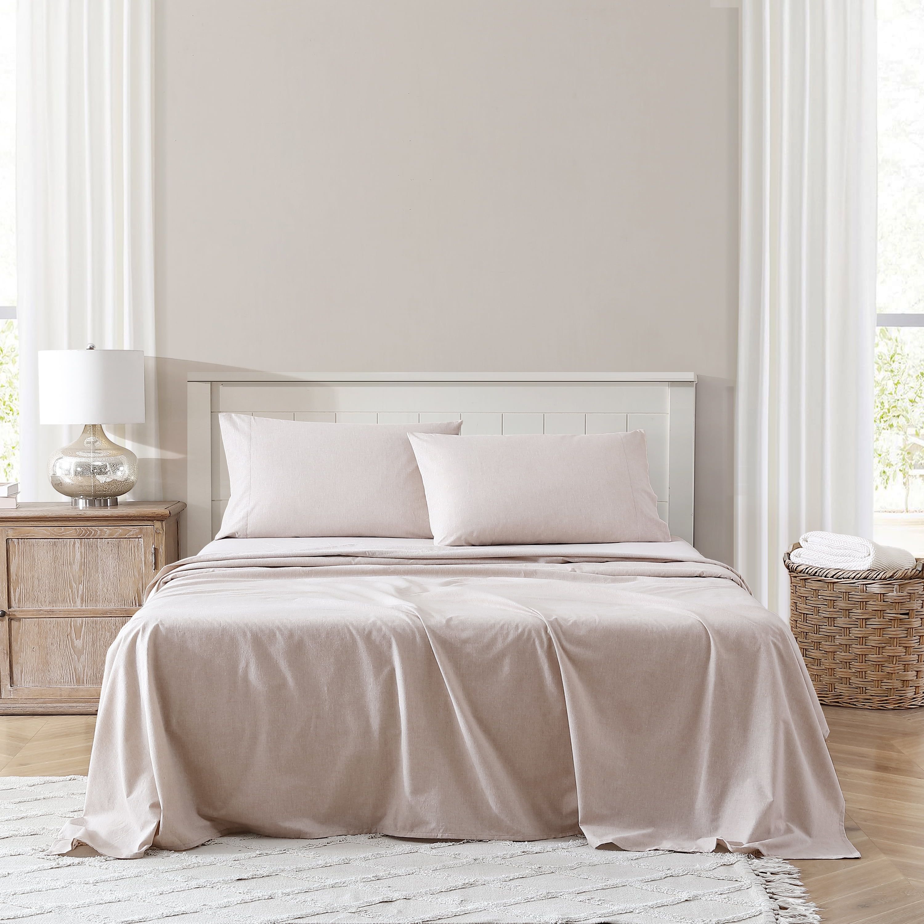 Twin XL Tan Polyester Percale Sheet Set