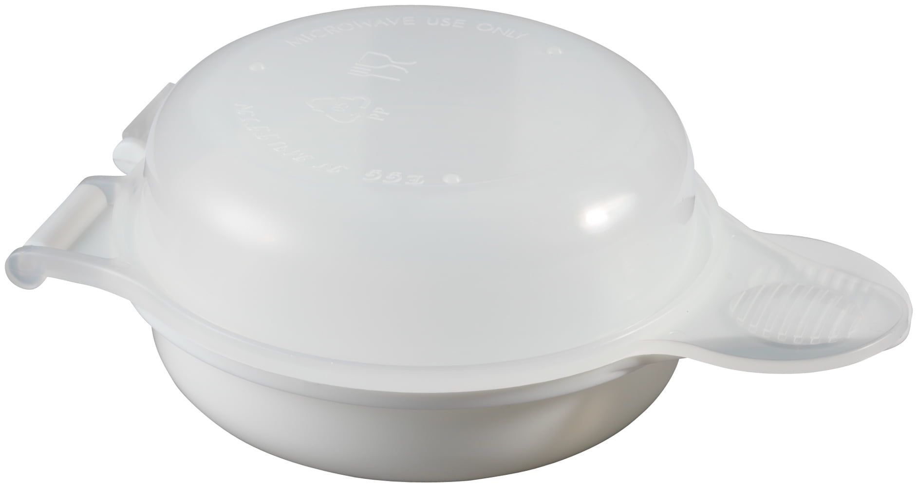 White Plastic Round Microwave Egg Muffin Cooker with Lid