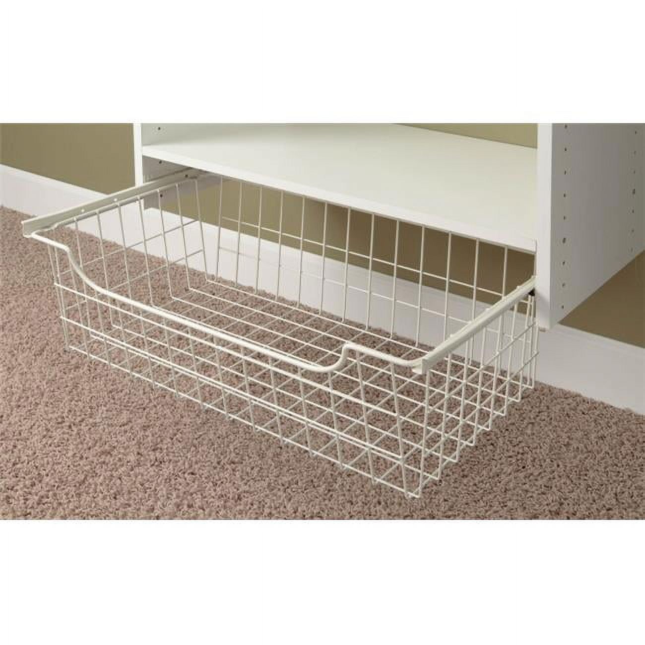 White Steel Rectangular Sliding Wire Basket