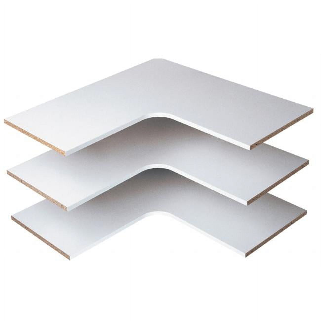 White Finished Corner Shelves with Hardware, 3-Pack