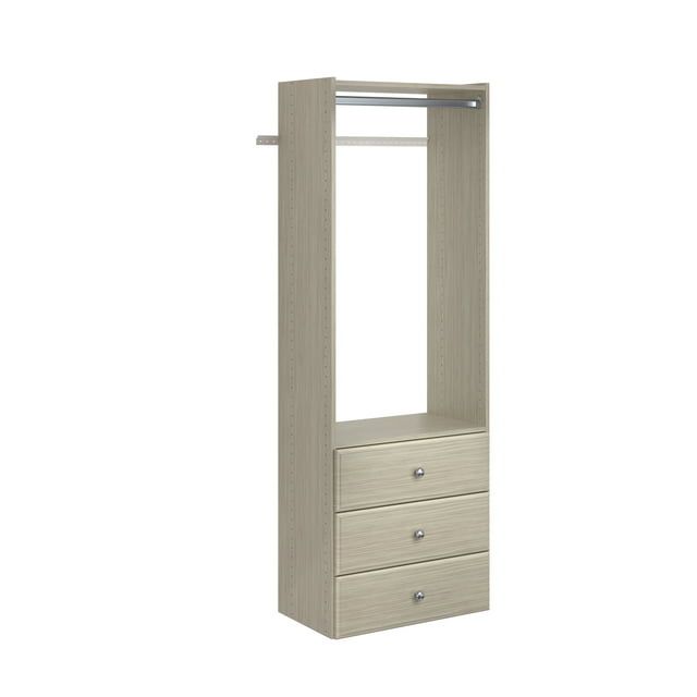Weathered Gray Adjustable Closet Tower with Drawers