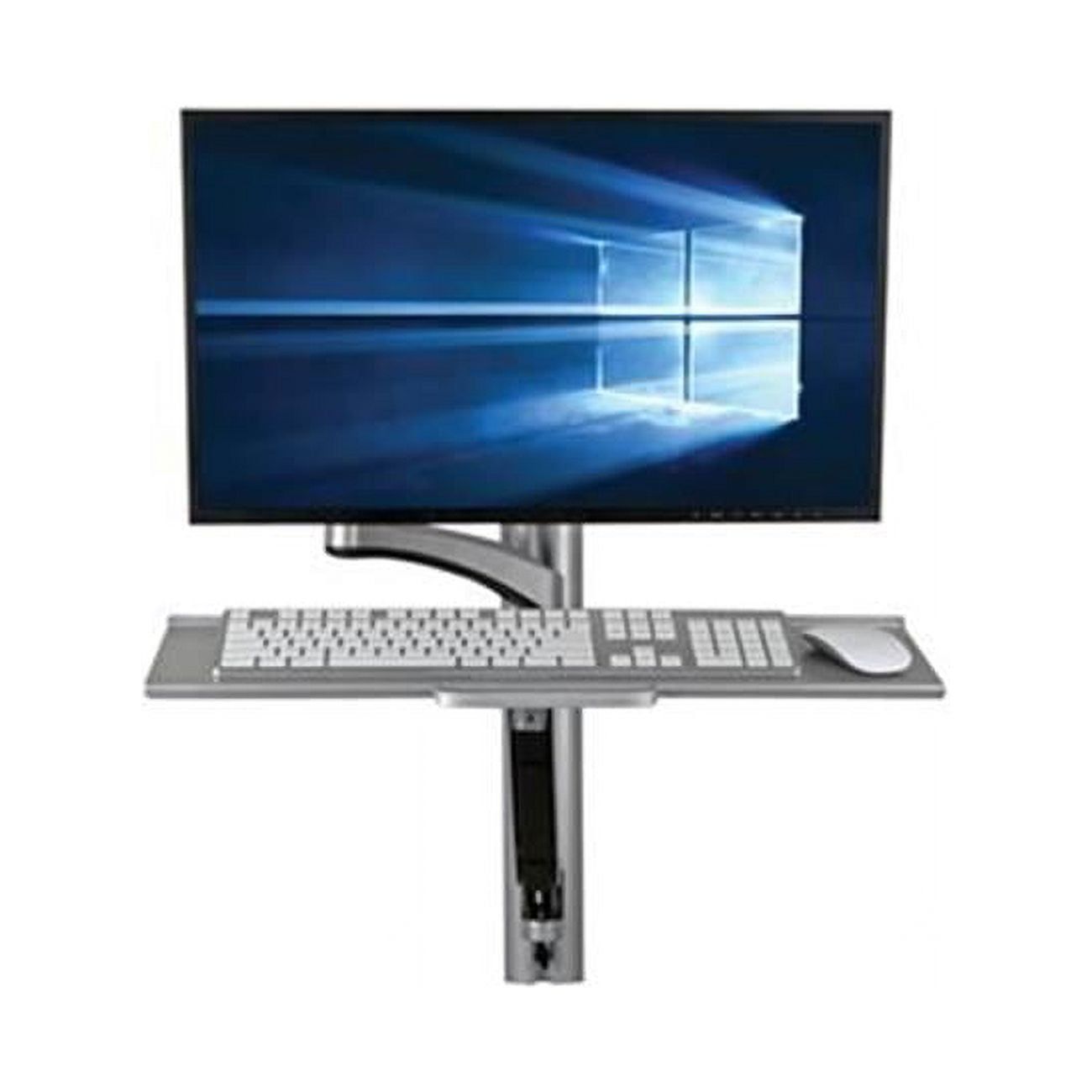 Adjustable Black and Silver Wall-Mount Sit-Stand Workstation