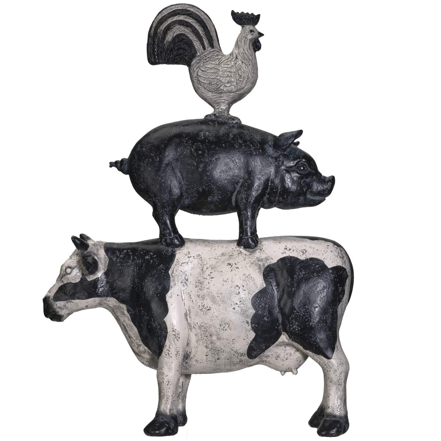 Modern Black and White Resin Stacked Animal Figurine