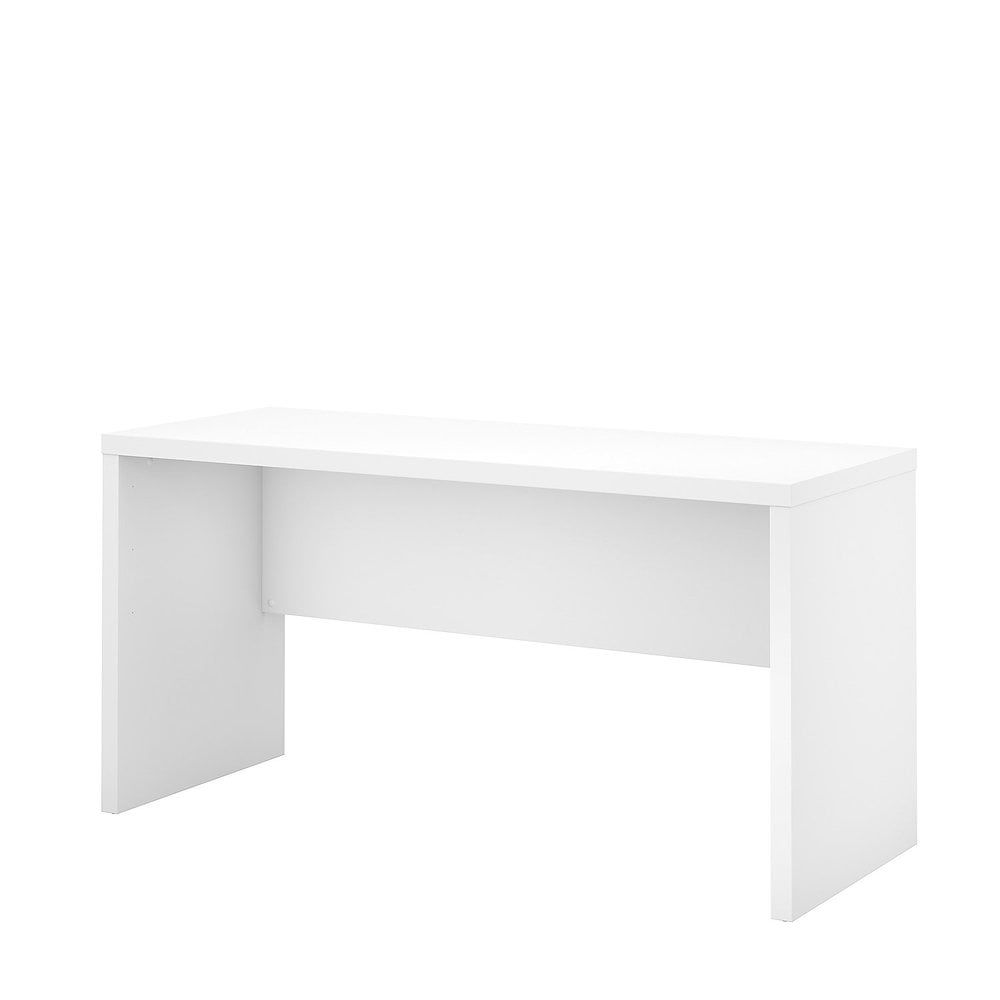 Modern Pure White 60" Home Office Desk with Drawer and Cabinet